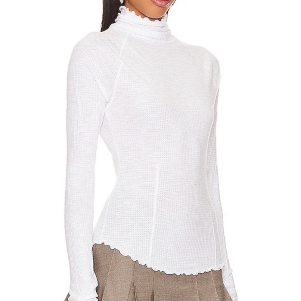 Free People Intimately | Make It Easy Thermal Long Sleeve | White Top | NWT